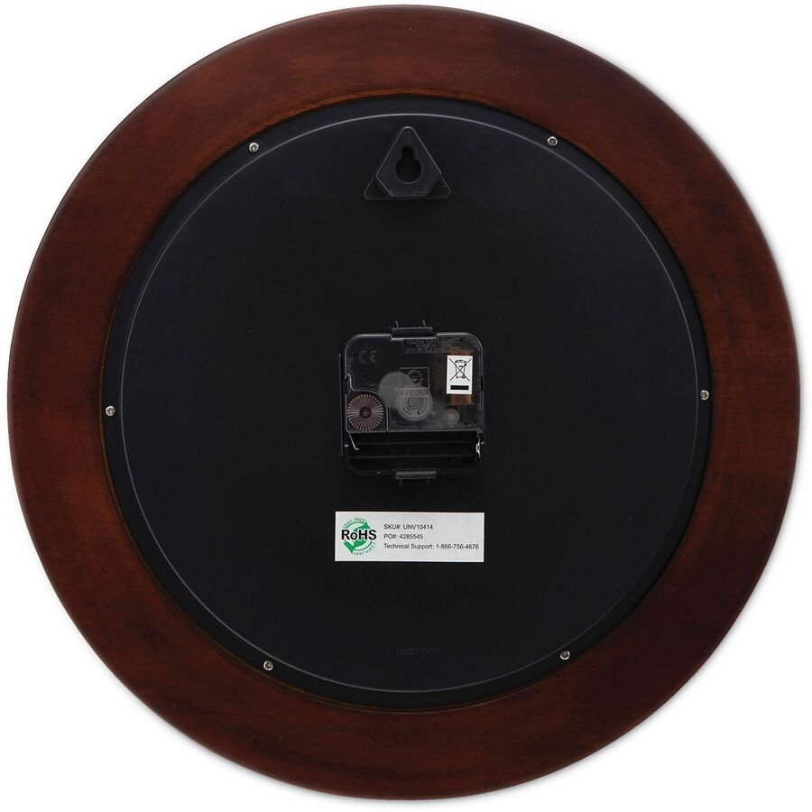 Image of Universal UNV10414 Wall Clock, Analog, Quartz, White Main Dial, Cherry Case, Wood, 1