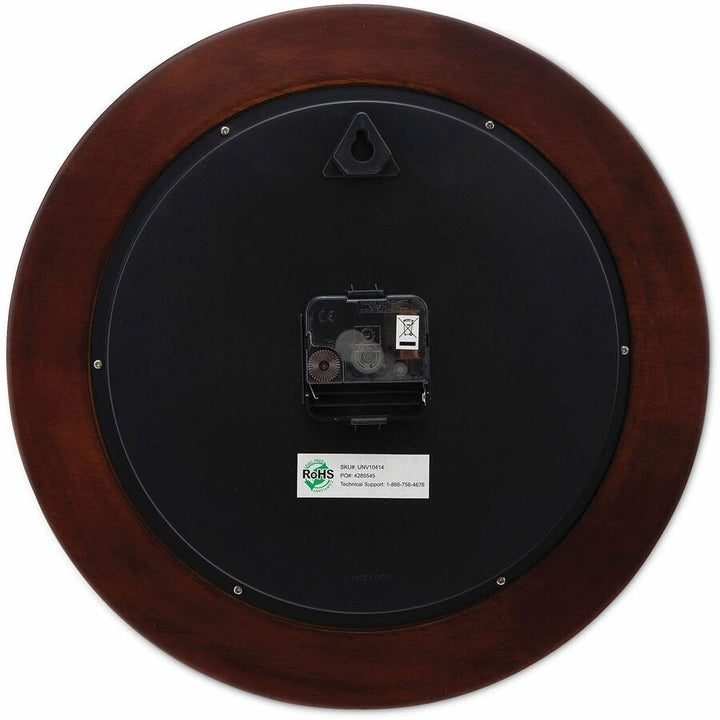 Image of Universal UNV10414 Wall Clock, Analog, Quartz, White Main Dial, Cherry Case, Wood, 1