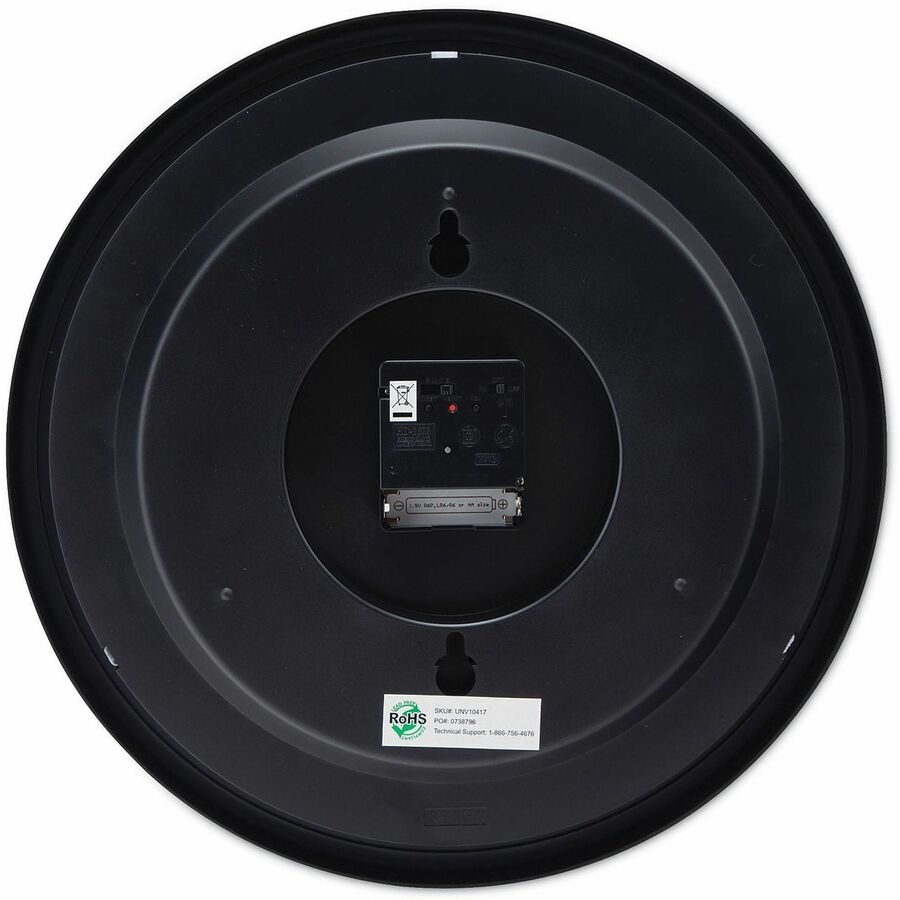 Image of Universal® Deluxe 13 1/2" Indoor/outdoor Atomic Clock, 13.5" Overall Diameter, Black Case, 1 Aa (sold Separately)