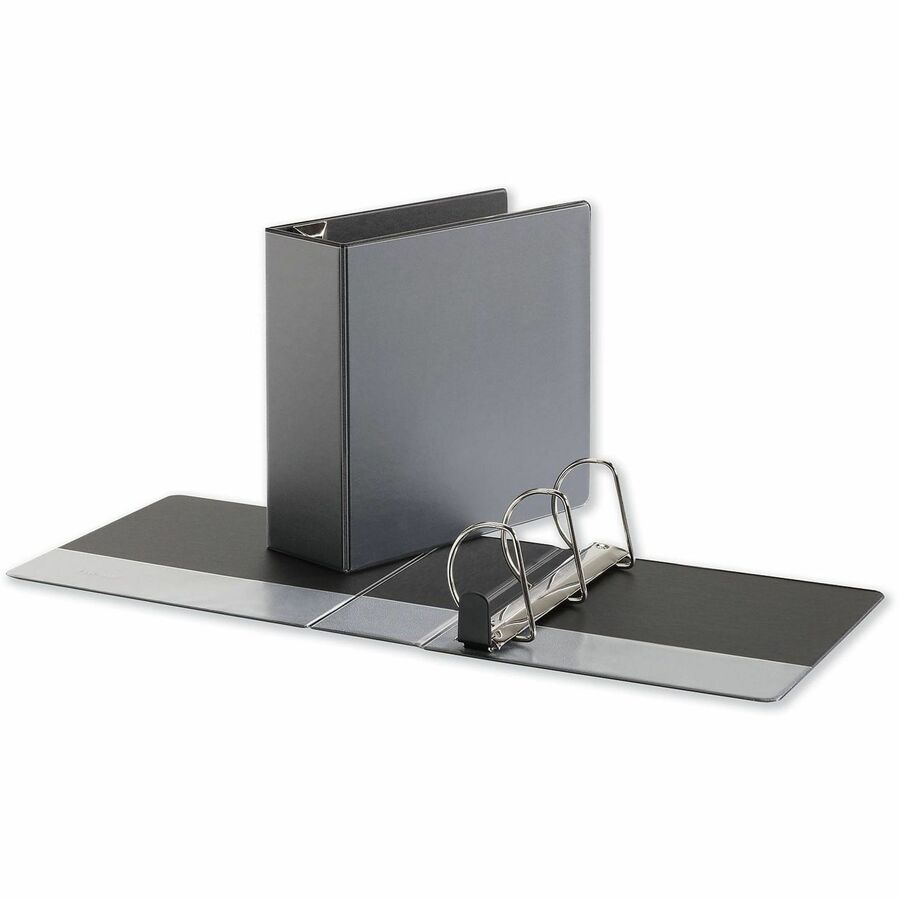 Image of Universal UNV30753 Deluxe Easy-to-Open D-Ring View Binder, 3 Rings, 4" Capacity, 11 x 8.5, Black