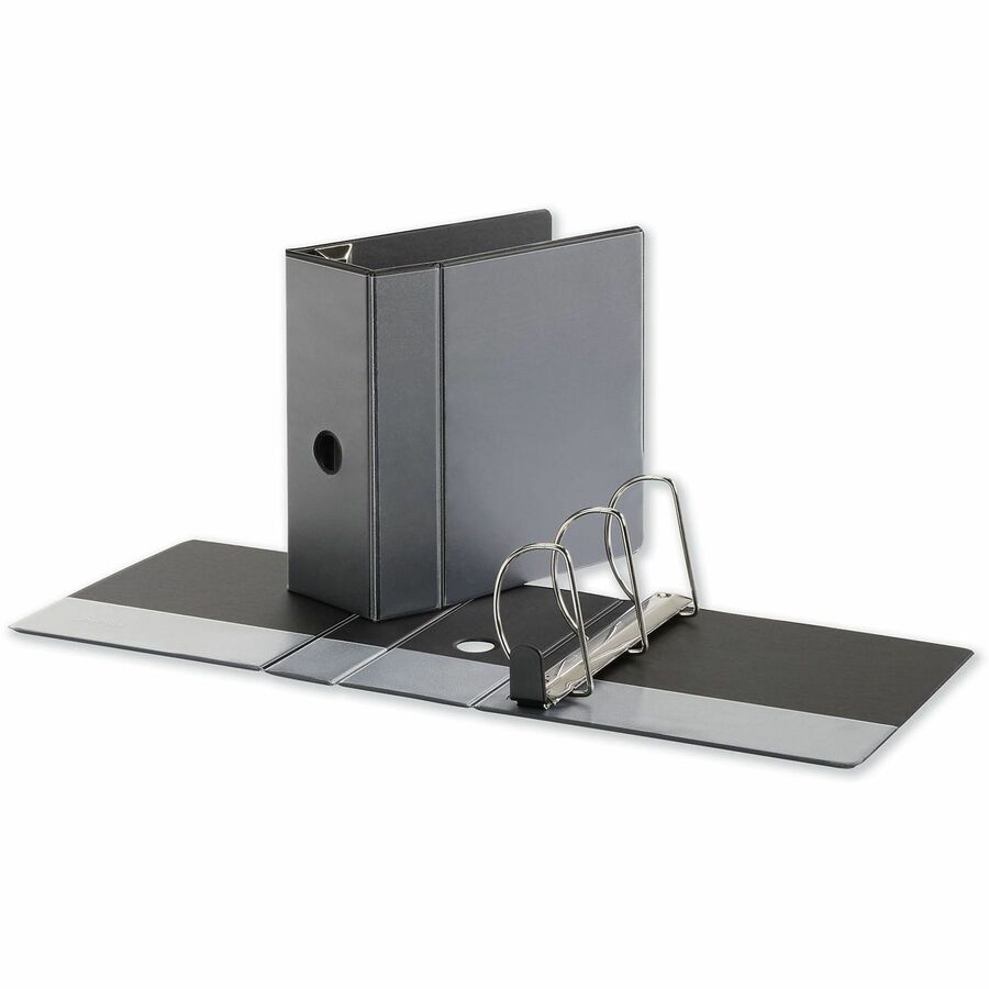 Image of Universal UNV30755 Deluxe Easy-to-Open D-Ring View Binder, 3 Rings, 5" Capacity, 11 x 8.5, Black