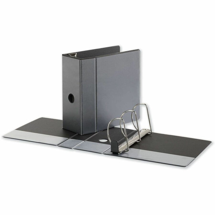 Image of Universal UNV30755 Deluxe Easy-to-Open D-Ring View Binder, 3 Rings, 5" Capacity, 11 x 8.5, Black