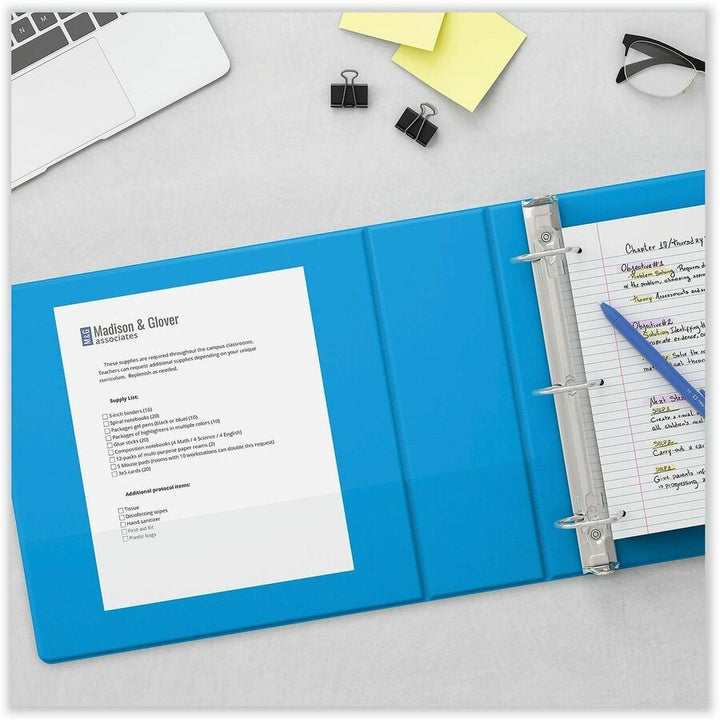 Image of Universal UNV20753 Slant D-Ring View Binder, 3 Rings, 3" Capacity, 11 x 8.5, Light Blue