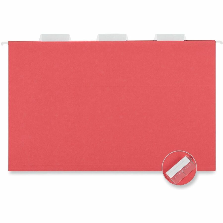 Image of Universal UNV14218 Deluxe Bright Color Hanging File Folders, Legal Size, 1/5-Cut Tabs, Red, 25/Box