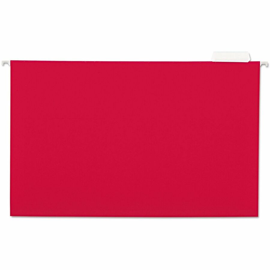Image of Universal UNV14218 Deluxe Bright Color Hanging File Folders, Legal Size, 1/5-Cut Tabs, Red, 25/Box