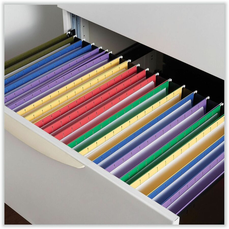 Image of Universal UNV14218 Deluxe Bright Color Hanging File Folders, Legal Size, 1/5-Cut Tabs, Red, 25/Box