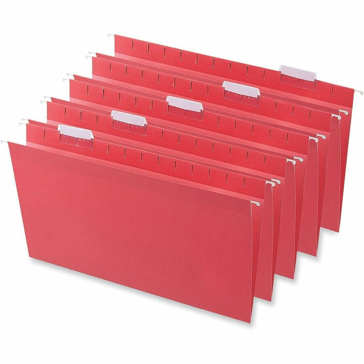 Image of Universal UNV14218 Deluxe Bright Color Hanging File Folders, Legal Size, 1/5-Cut Tabs, Red, 25/Box