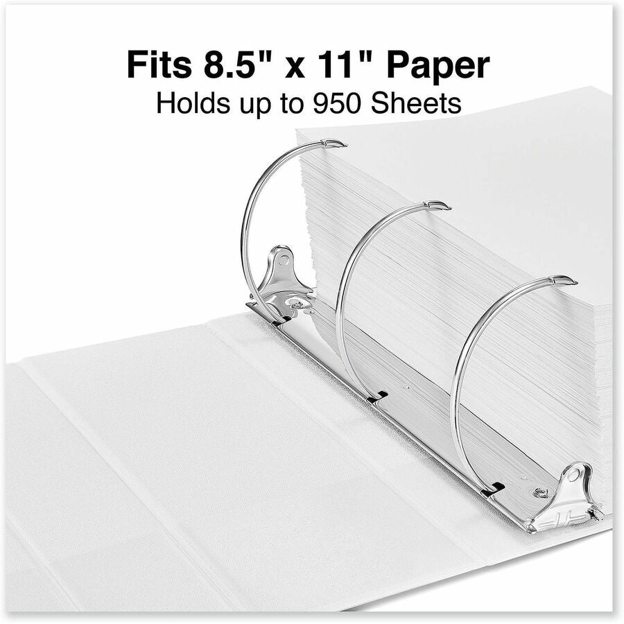 Image of Universal UNV20997 Slant D-Ring View Binder, 3 Rings, 5" Capacity, 11 x 8.5, White