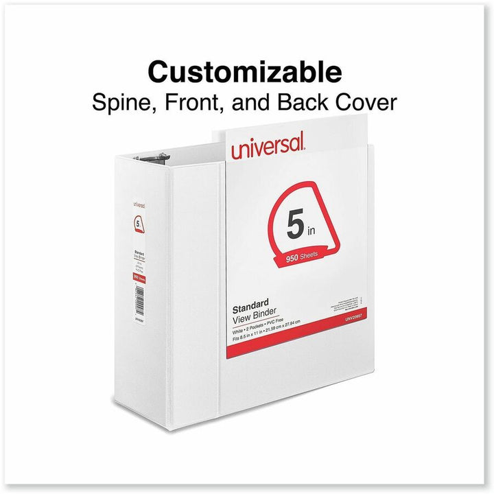 Image of Universal UNV20997 Slant D-Ring View Binder, 3 Rings, 5" Capacity, 11 x 8.5, White