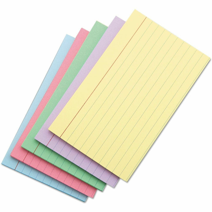 Image of Universal UNV47256 Index Cards, Ruled, 5 x 8, Assorted, 100/Pack, 5" W x 8" Length, 10% Recycled, Ruled, 100 / Pack