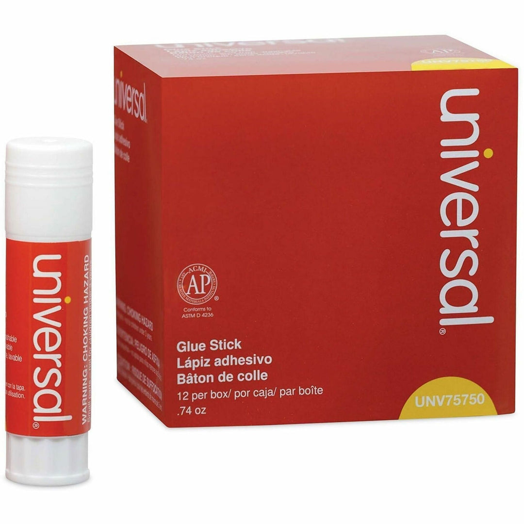 Image of Universal UNV75750 Glue Stick, 0.74 oz, Clear, 12 / Pack