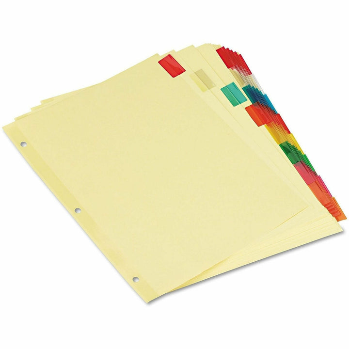 Image of Universal UNV21872 Insertable Tab Index, 8-Tab, 11 x 8.5, Buff, Assorted Tabs, 6 Sets