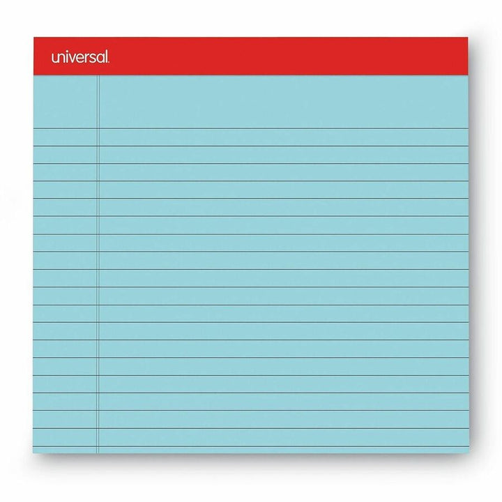 Image of Universal® Colored Perforated Ruled Writing Pads, Wide/legal Rule, 50 Blue 8.5 X 11 Sheets, Dozen