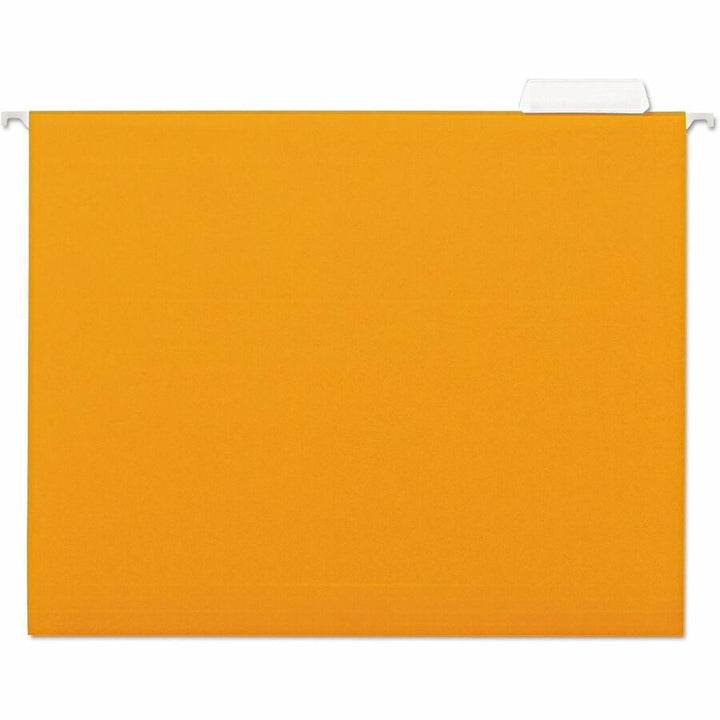 Image of Universal UNV14122 Hanging Folder, 8 1/2" x 11", Assorted Tab Position, Orange, 100% Recycled, 25 / Box