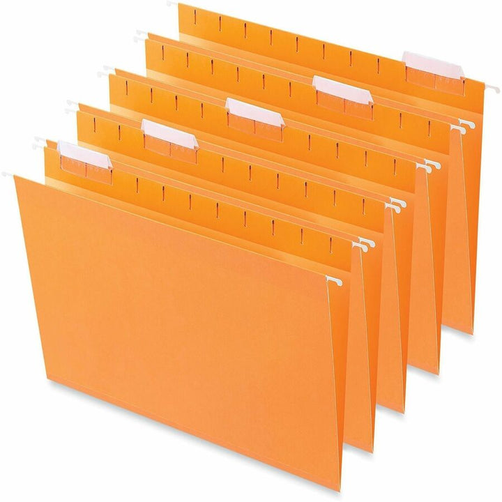 Image of Universal UNV14122 Hanging Folder, 8 1/2" x 11", Assorted Tab Position, Orange, 100% Recycled, 25 / Box