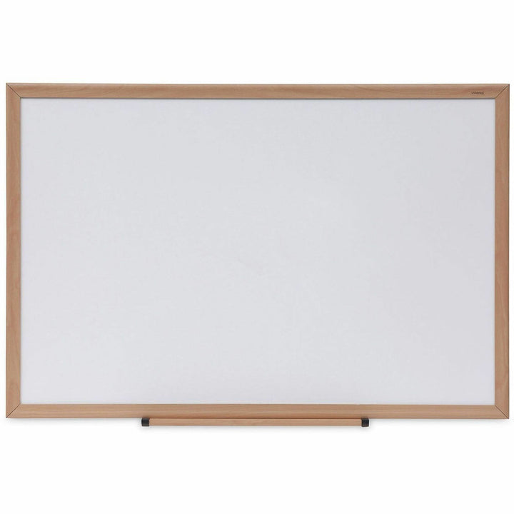 Image of Universal® Deluxe Melamine Dry Erase Board, 36" x 24", White Surface, Oak Finished Fiberboard (MDF) Frame