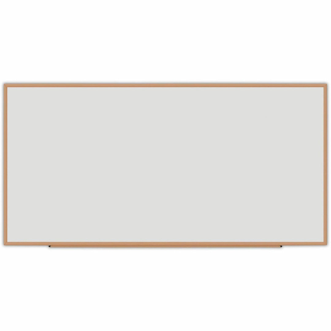 Image of Universal® Deluxe Melamine Dry Erase Board, 96" x 48", White Surface, Oak Finished Fiberboard (MDF) Frame