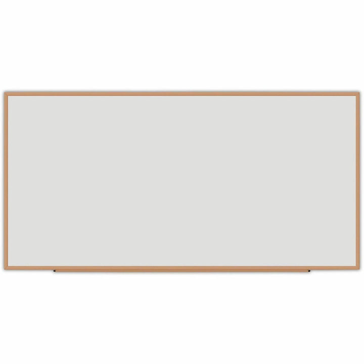 Image of Universal® Deluxe Melamine Dry Erase Board, 96" x 48", White Surface, Oak Finished Fiberboard (MDF) Frame