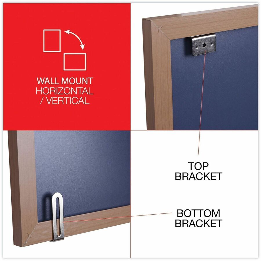 Image of Universal UNV43620 Dry Erase Board, 96" (8 ft) Width x 48" (4 ft) Height, White Melamine Surface, Oak Medium Density Fiber (MDF) Frame, 1 Each