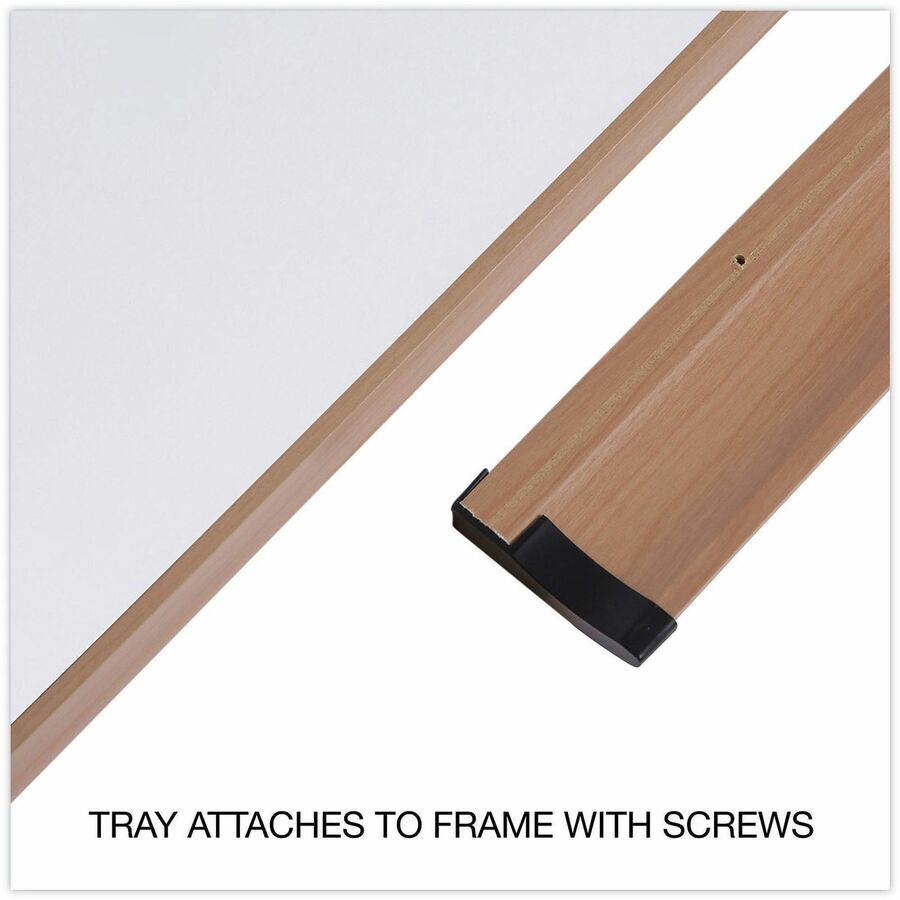 Image of Universal UNV43621 Dry Erase Board, 72" (6 ft) Width x 48" (4 ft) Height, White Melamine Surface, Oak Medium Density Fiber (MDF) Frame, 1 Each
