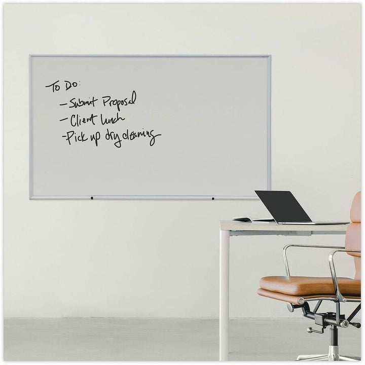 Image of Universal UNV43625 Dry Erase Board, 60" (5 ft) Width x 36" (3 ft) Height, White Melamine Surface, Anodized Aluminum Frame, 1 Each