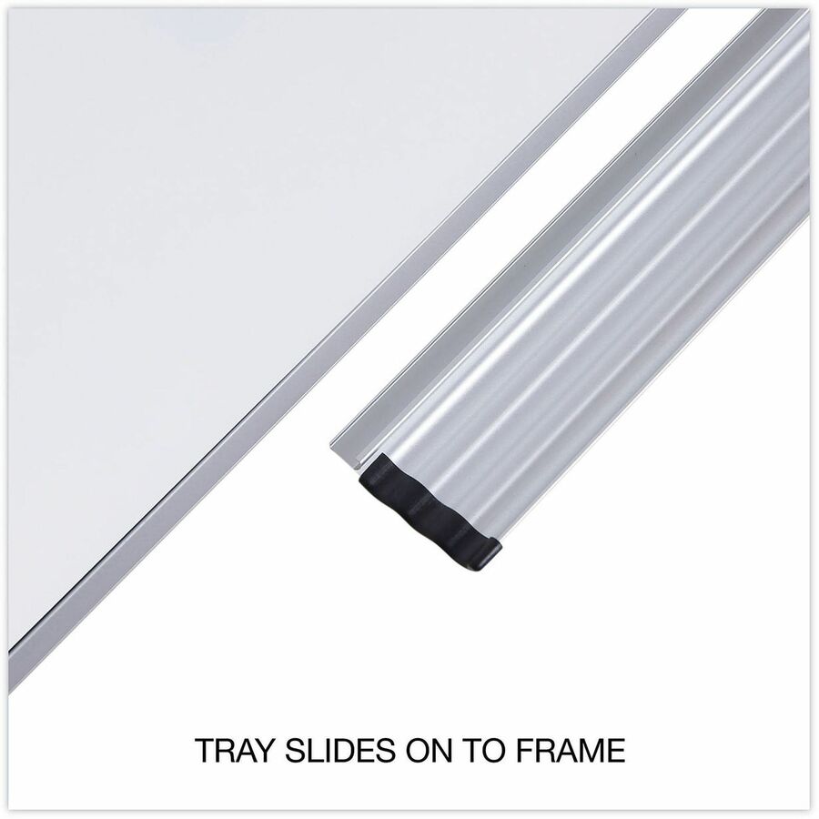 Image of Universal UNV43627 Dry Erase Board, 96" (8 ft) Width x 48" (4 ft) Height, White Melamine Surface, Anodized Aluminum Frame, 1 Each