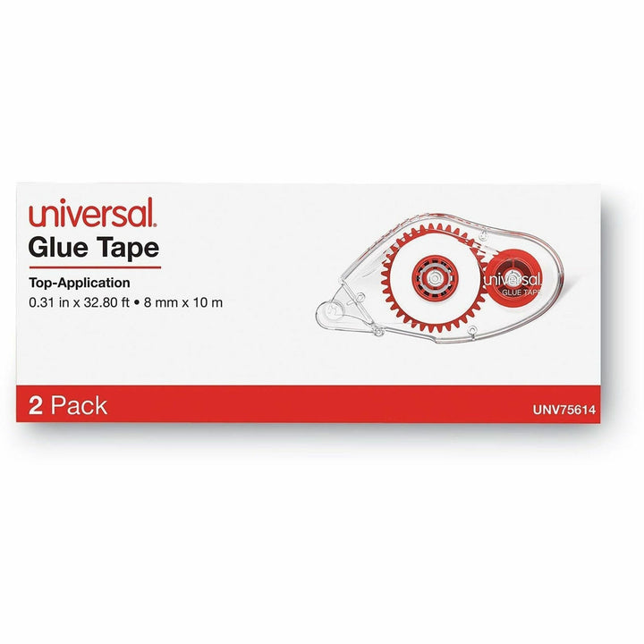 Image of Universal UNV75614 Double-sided Adhesive Tape Roller, 0.31" x 32.8 ft, Dries Clear, 2/Pack