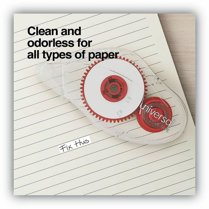 Image of Universal UNV75614 Double-sided Adhesive Tape Roller, 0.31" x 32.8 ft, Dries Clear, 2/Pack