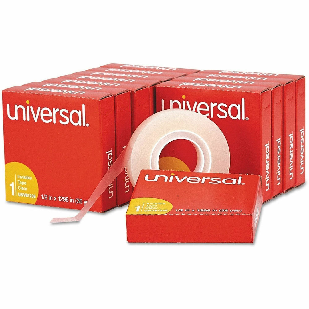 Image of Universal UNV81236VP Invisible Tape, 1" Core, 0.5" x 36 yds, Clear, 12/Pack