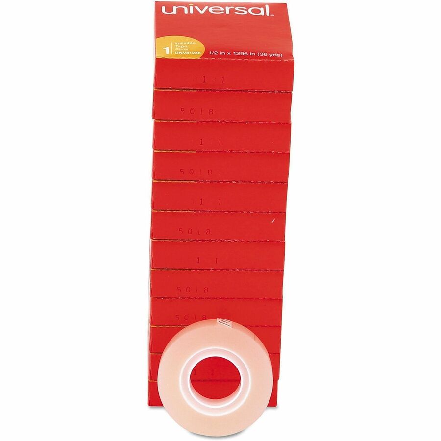 Image of Universal UNV81236VP Invisible Tape, 1" Core, 0.5" x 36 yds, Clear, 12/Pack