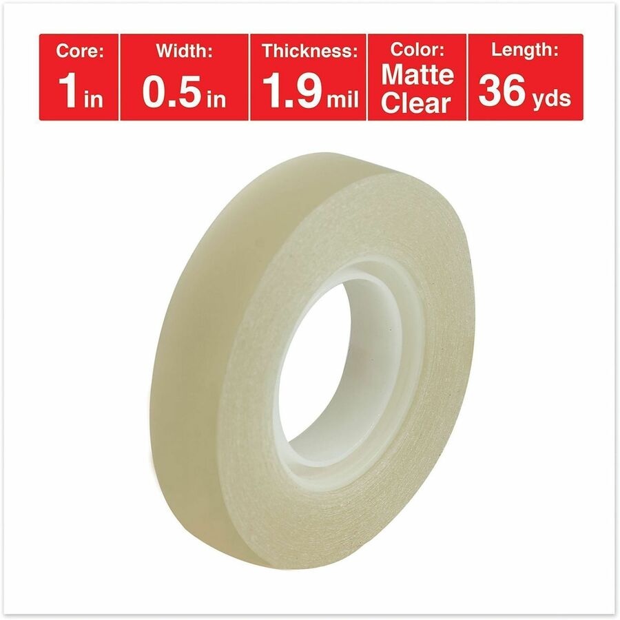 Image of Universal UNV81236VP Invisible Tape, 1" Core, 0.5" x 36 yds, Clear, 12/Pack