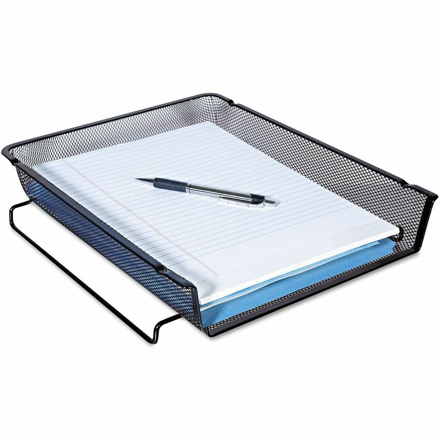 Image of Universal® Deluxe Mesh Stackable Front Load Tray, 1 Section, Letter Size Files, 11.25" X 13" X 2.75", Black