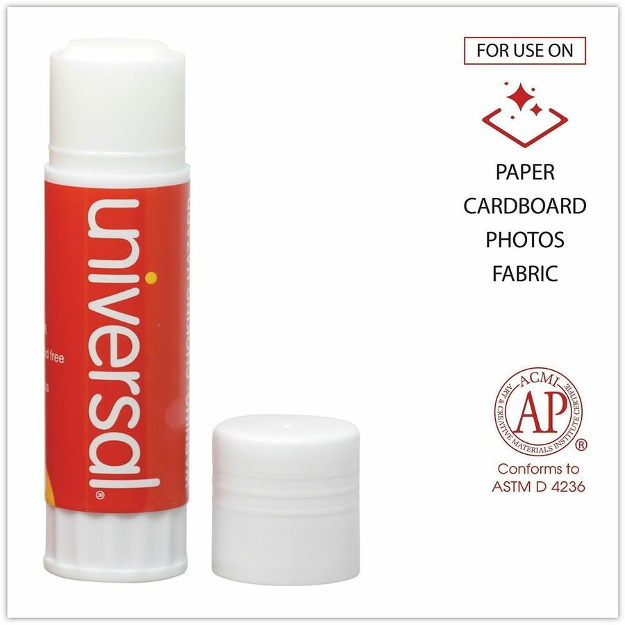 Image of Universal UNV76752 Glue Stick, 1.30 oz, Clear, 12 / Pack
