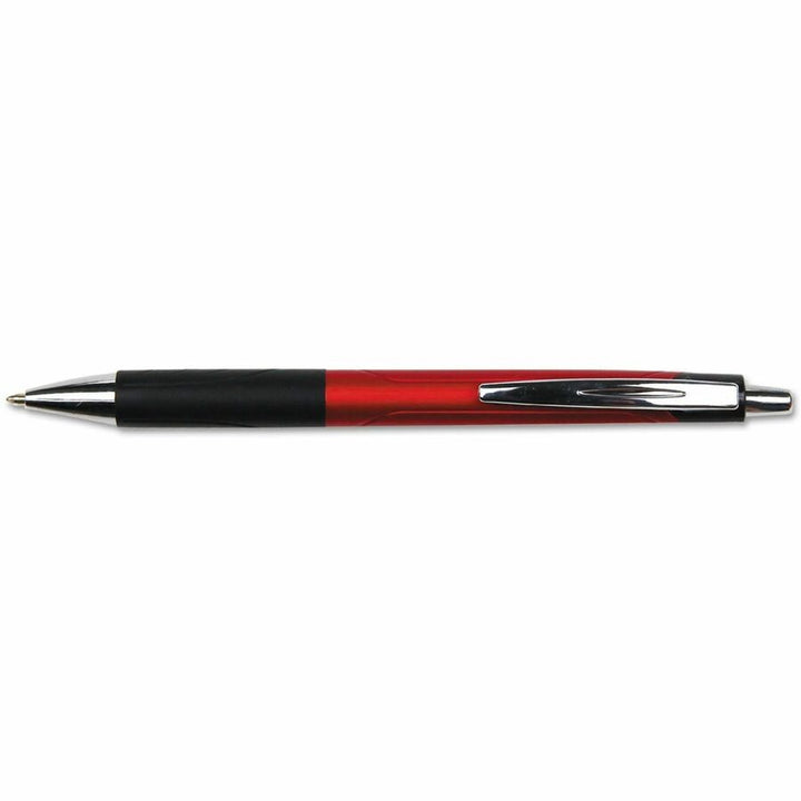 Image of Universal UNV15542 Comfort Grip Ballpoint Pen, 1 mm Medium Conical Pen Point, Retractable, Red Ink, Red, Black Barrel, 12 / Dozen