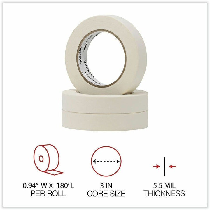Image of Universal UNV51301CT General-Purpose Masking Tape, 3" Core, 24 mm x 54.8 m, Beige, 36/Carton