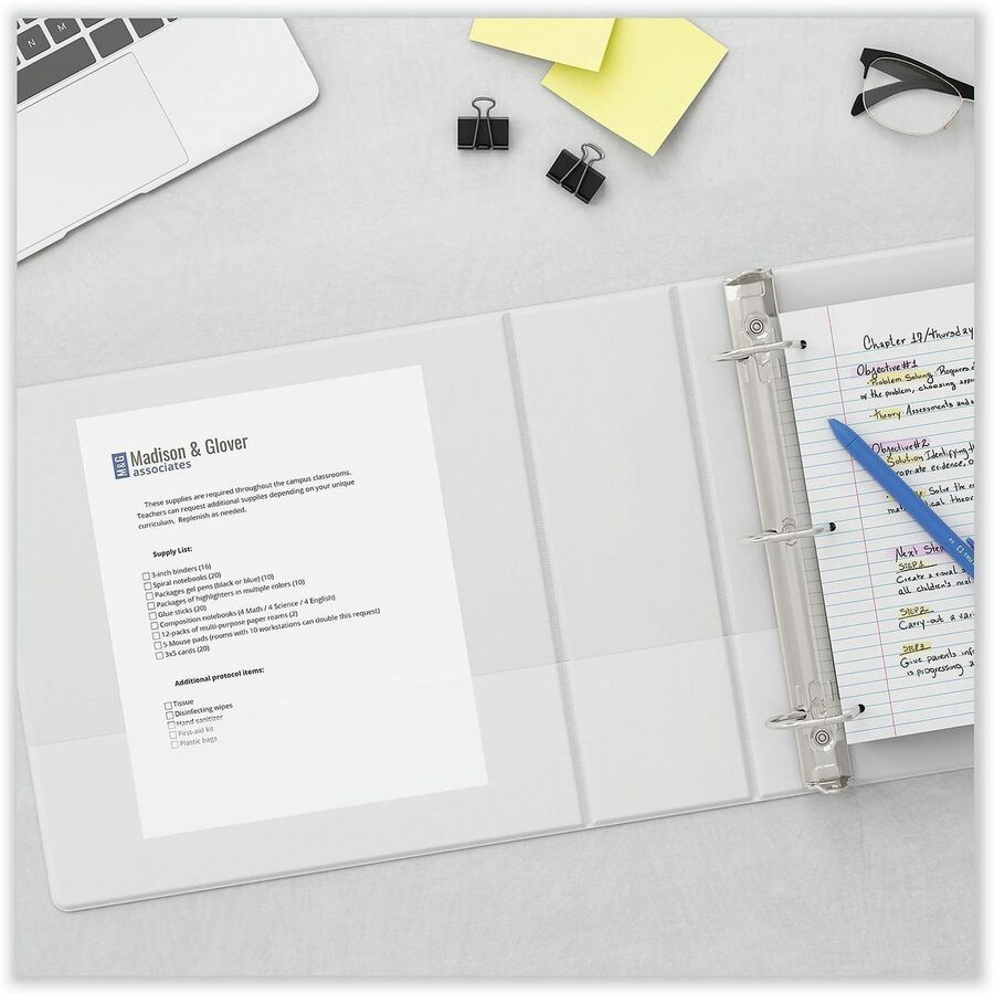 Image of Universal UNV20746PK Slant D-Ring View Binder, 3 Rings, 2" Capacity, 11 x 8.5, White, 4/Pack
