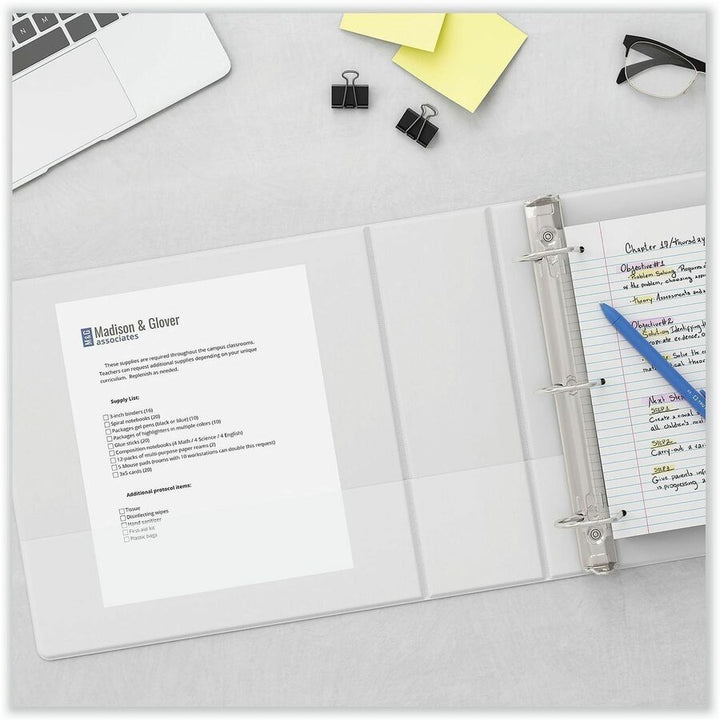 Image of Universal UNV20746PK Slant D-Ring View Binder, 3 Rings, 2" Capacity, 11 x 8.5, White, 4/Pack
