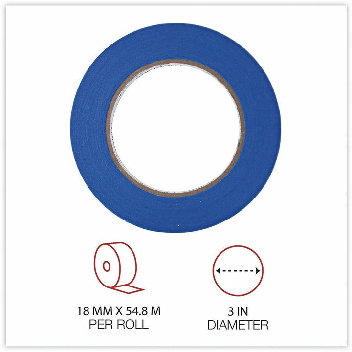 Image of Universal UNVPT14019 Masking Tape, 59.93 yd Length x 0.71" W x 5 mil Thickness, 3" Core, Blue, Synthetic Rubber, Crepe Paper Backing, 2 / Pack