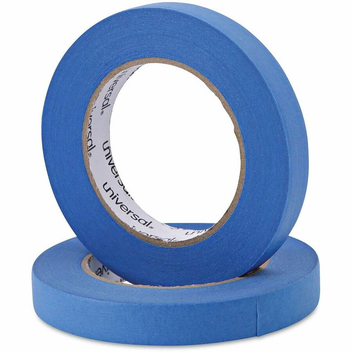 Image of Universal UNVPT14019 Masking Tape, 59.93 yd Length x 0.71" W x 5 mil Thickness, 3" Core, Blue, Synthetic Rubber, Crepe Paper Backing, 2 / Pack