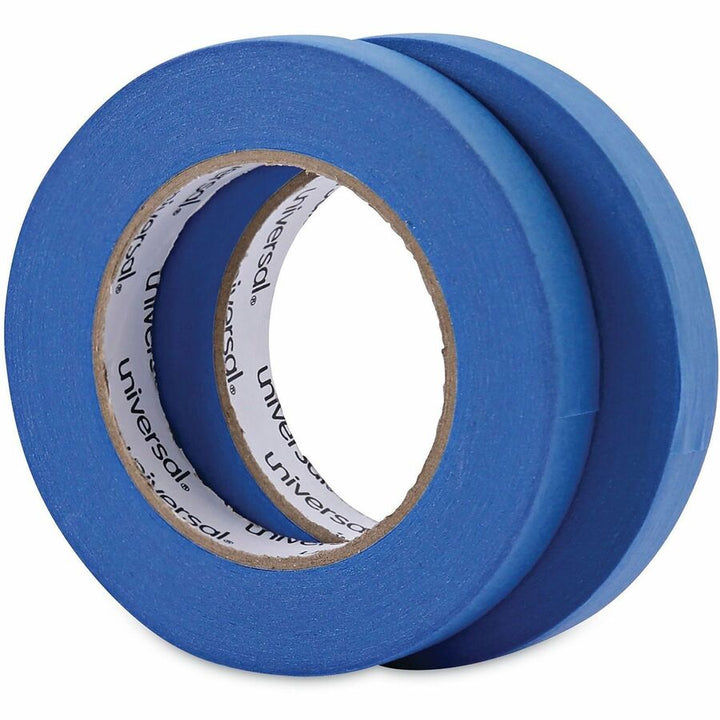 Image of Universal UNVPT14019 Masking Tape, 59.93 yd Length x 0.71" W x 5 mil Thickness, 3" Core, Blue, Synthetic Rubber, Crepe Paper Backing, 2 / Pack