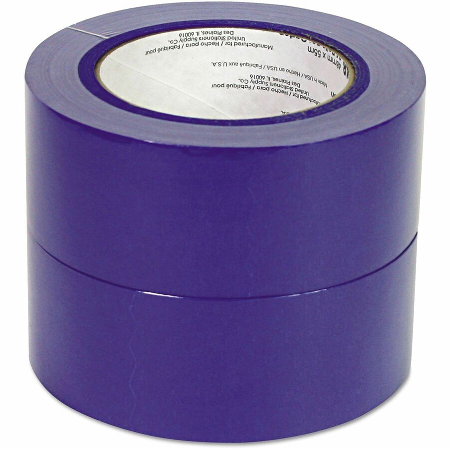 Image of Universal UNVPT14049 Masking Tape, 59.93 yd Length x 1.89" W x 5 mil Thickness, 3" Core, Blue, Synthetic Rubber, Crepe Paper Backing, 2 / Pack