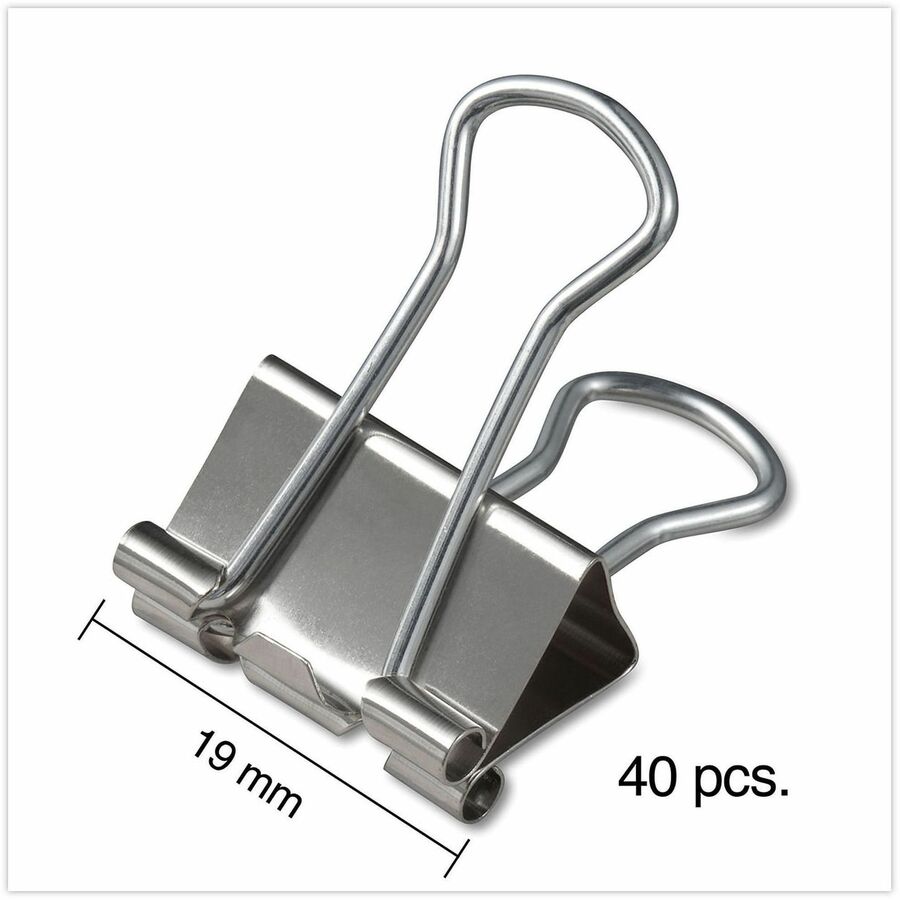 Image of Universal UNV11240 Binder Clips with Storage Tub, Small, Silver, 40/Pack