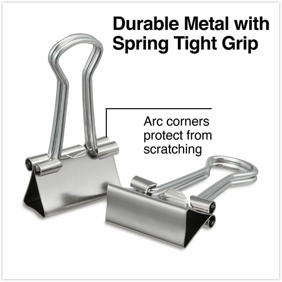 Image of Universal UNV11240 Binder Clips with Storage Tub, Small, Silver, 40/Pack