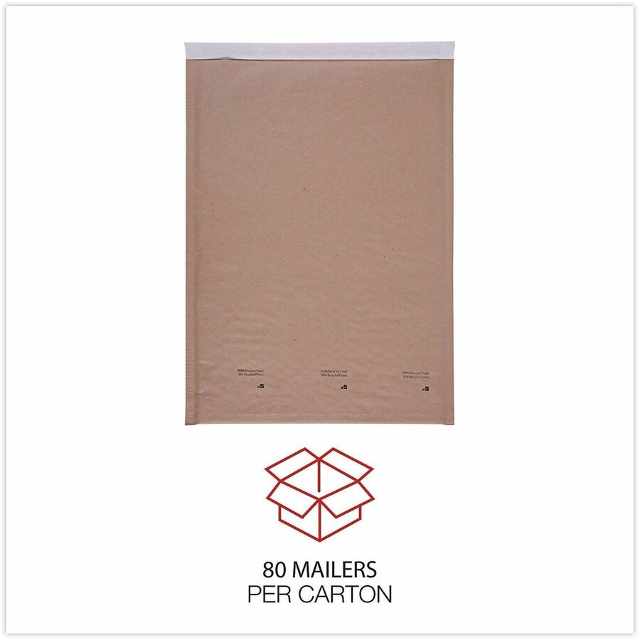 Image of Universal UNV62264 Mailer, Bubble, #5, Self Adhesive, Natural Kraft, Kraft Paper, 80 / Carton