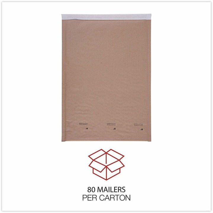 Image of Universal UNV62264 Mailer, Bubble, #5, Self Adhesive, Natural Kraft, Kraft Paper, 80 / Carton
