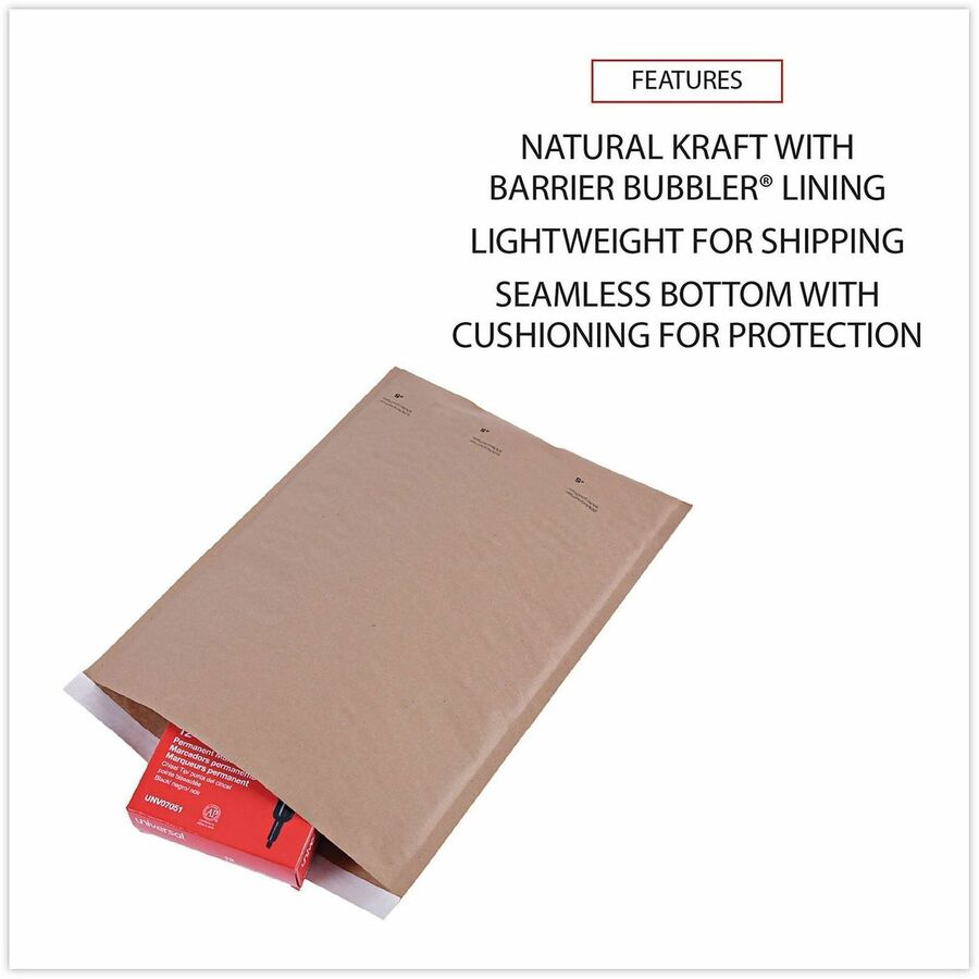 Image of Universal UNV62264 Mailer, Bubble, #5, Self Adhesive, Natural Kraft, Kraft Paper, 80 / Carton