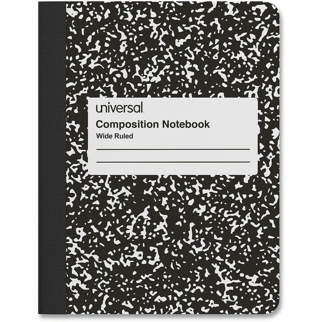 Image of Universal® Composition Book, Wide/Legal Rule, Black Marble Cover, (100) 9.75 x 7.5 Sheets