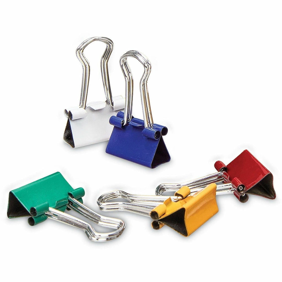 Image of Universal UNV31027 Binder Clips with Storage Tub, Mini, Assorted Colors, 60/Pack