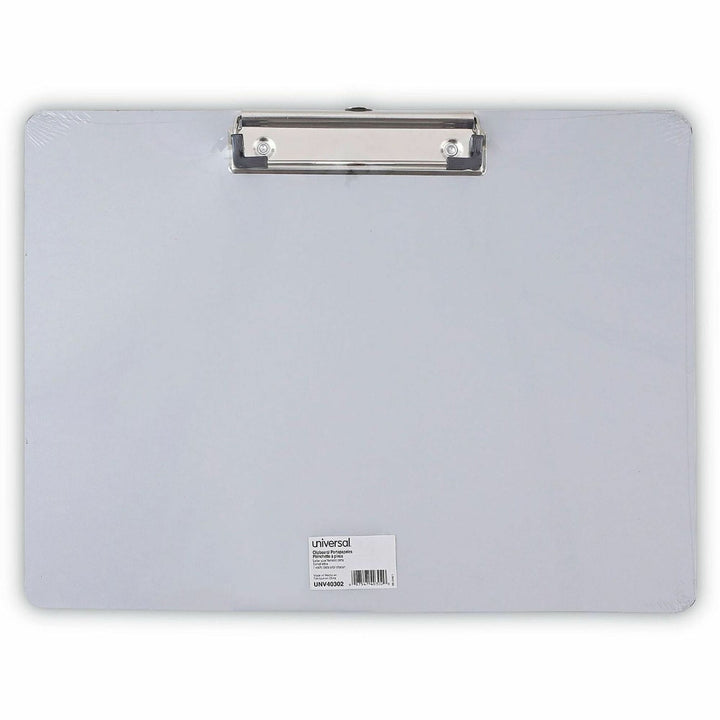 Image of Universal® Plastic Brushed Aluminum Clipboard, Landscape Orientation, 0.5" Clip Capacity, Holds 11 x 8.5 Sheets, Silver