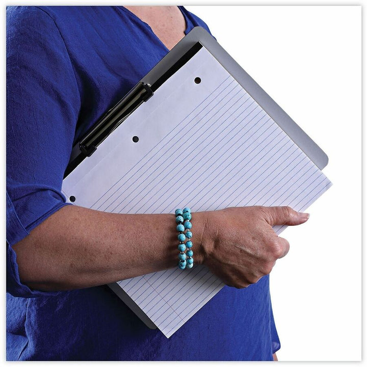 Image of Universal UNV40302 Clipboard, 0.50" Clip Capacity, Storage for Paper, 11" x 8 1/2" Sheet Size, Plastic, Silver, 1 Each